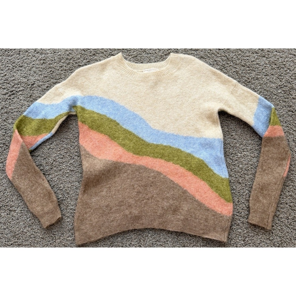 Sezane x Pangea Sweater‎ Womens XXS Merino Wool Kid Mohair Colorful Boho Pattern